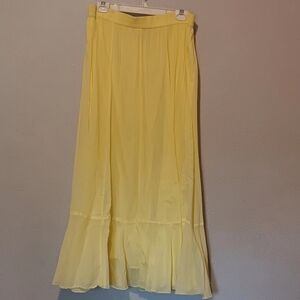 Soft Surroundings Women Maxi Skirt Yellow  Elastic Waist A- Line SzM